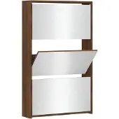 vidaXL Schoenenkast met spiegel 3-laags 63x17x102,5 cm bruineiken