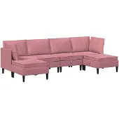 vidaXL Woonkamer Meubelset met kussen met opslag 6 pcs Roze Fluweel