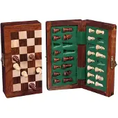 Engelhart Magnetische Opklapbare Schaakset – Houten Schaakbord & Schaakstukken – Acacia Hout – Compact 15 x 30 cm – Reisbord voor Tactisch Spel –