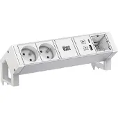 Bachmann DESK2 ALU WIT 2xUTE 1xCM 1xUSB A/C 22W 0,2m GST18