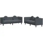 vidaXL 2-delige Loungeset met kussens fluweel donkergrijs