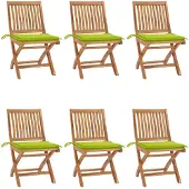 vidaXL Tuinstoelen 6 st inklapbaar met kussens massief teakhout
