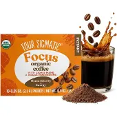 Four Sigmatic , Think, Instant Organische Koffie met Leeuwenharen & Chaga-Schimmels, Medium Roast, 10 Porties, 0,09 oz (2,5 g) Elke