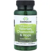 Swanson Health , Volledig Spectrum Valeriaan, Kamille & Hoppen, 60 Capsules
