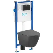 Roca Nest Inbouwtoilet Set Met Randloze Toiletpot - Zwart Mat