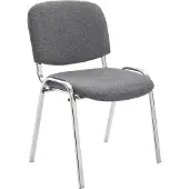 CLP Bezoekersstoel Ken, chroom, stof met stevig metalen frame en beklede rugleuning, grijs