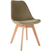 CLP Linares Eetkamerstoel - Design Keukenstoel - Scandinavisch Kuipstoel - Houten Poten Fluweel/bruin