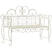 CLP Minna Tuinbank - metalen bank - armleuningen - art nouveau - 180 kg - antiek/creme