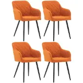 CLP Shila Set van 4 Eetkamerstoelen oranje Stof