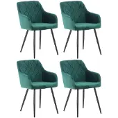 CLP Shila Set van 4 Eetkamerstoelen groen Fluweel