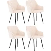 CLP Shila Set van 4 Eetkamerstoelen beige Fluweel