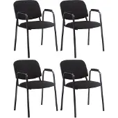 CLP Ken Pro - Stapelstoelen Set van 4 - armleuningen - zwart - 150 kg - Stof/zwart