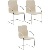 CLP Melina Set van 3 eetkamerstoelen - Kunstleer - creme