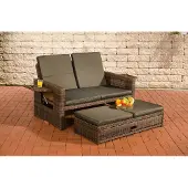 CLP Ancona - Loungebank - 5mm Poly-rotan bruin gemeleerd antraciet