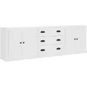 vidaXL Dressoirs 3 st bewerkt hout wit