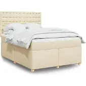 vidaXL Boxspring met matras stof crèmekleurig 140x190 cm