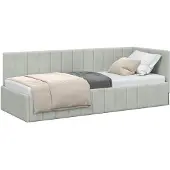 vidaXL Hoek Bed Frame met hoofdeinde Lichtgrijs 80 cm x 200 cm Fluweel