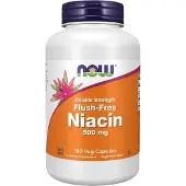 Now , Niacine, Vluchtig Vrij, Dubbel Sterkte, 500 mg, 180 Vegan Capsules