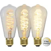 Star Trading 3 standen - Druppel-Edison lamp - E27 - 4W - Super Warm Wit <2200K - Filament - Helder