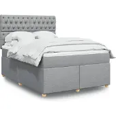 vidaXL Boxspring met matras stof lichtgrijs 140x190 cm