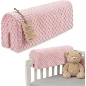 Totsy Baby Bedrandbescherming voor kinderbedden 70 cm - bescherming voor bedframe babybed valbescherming voor boxspringbed bedrail met hoesrandbescherming kinderbabybedje Oeko-Tex Roze