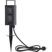 Star Trading Plugge zuil met stekker kabel, grondpin, zwart, Kunststof