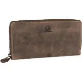 Green Burry portemonnee Vintage Zip Around Wallet Brown bruine