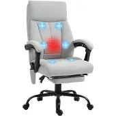 Vinsetto -Massage-Bürostuhl-Polyester, Stahl-65L x 74B x 111-119H cm-Hellgrau