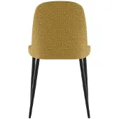 STONES Eetkamerstoel Tamara met een frame van polypropyleen en een gele stoffen bekleding, en zwarte metalen poten – een modern en levendig design