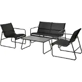 Gardalux Tuinset | | 4-delig (Metaal, Polyester, Zwart)