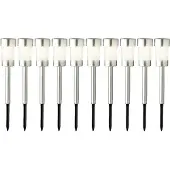 Lumineo solar tuinspots 10x stuks - H26 cm - rvs - warm wit - Prikspotjes