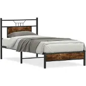 vidaXL Bedframe zonder matras hout gerookt eikenkleurig 90x200 cm