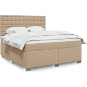 vidaXL Boxspring met matras kunstleer cappuccinokleurig 180x200 cm