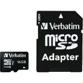 Verbatim , MicroSDHC Card 16GB CLASS 10 + Adapter