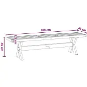vidaXL Eetbank NOAIN 160 x 41 x 45 cm Massief grenenhout Zwart