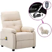 vidaXL elektrische massagestoel crème stof