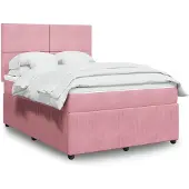 vidaXL Boxspring met matras fluweel roze 140x200 cm