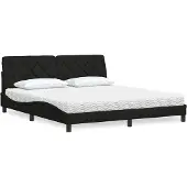 vidaXL Bed met matras stof zwart 180x200 cm