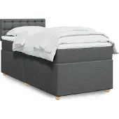 vidaXL Boxspring met matras stof donkergrijs 90x200 cm