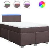 vidaXL Boxspring met matras stof donkerbruin 120x190 cm