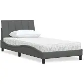 vidaXL Bed met matras "Hanko" stof donkergrijs 100x200 cm