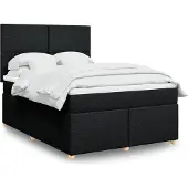vidaXL Boxspring met matras stof zwart 140x190 cm
