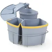 En.casa Inbouwprullenbak 'Kollby', 2 x 12 liter + 1 x 6 liter, draaibaar, kunststof met deksel, grijs