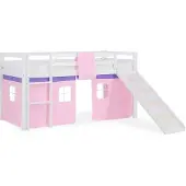 Homestyle4u Hoogslaper - 90x200 cm - Wit - Roze - Glijbaan