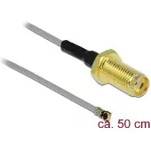 DeLOCK MHF 4L (v) - SMA (v) kabel - Micro Coax (1,37 mm) - 50 Ohm / grijs - 0,50 meter