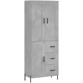 vidaXL Hoge kast 69,5x34x180 cm bewerkt hout betongrijs