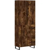 vidaXL Hoge kast 69,5x34x180 cm bewerkt hout gerookt eikenkleurig