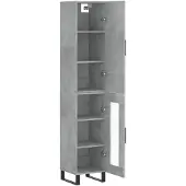 vidaXL Hoge kast 34,5x34x180 cm bewerkt hout betongrijs