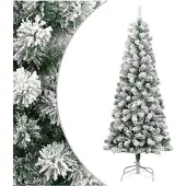 vidaXL Kunstkerstboom met scharnieren en sneeuw 210 cm