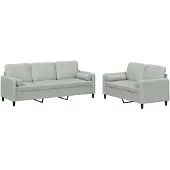 vidaXL 2-delige Loungeset met kussens fluweel lichtgrijs